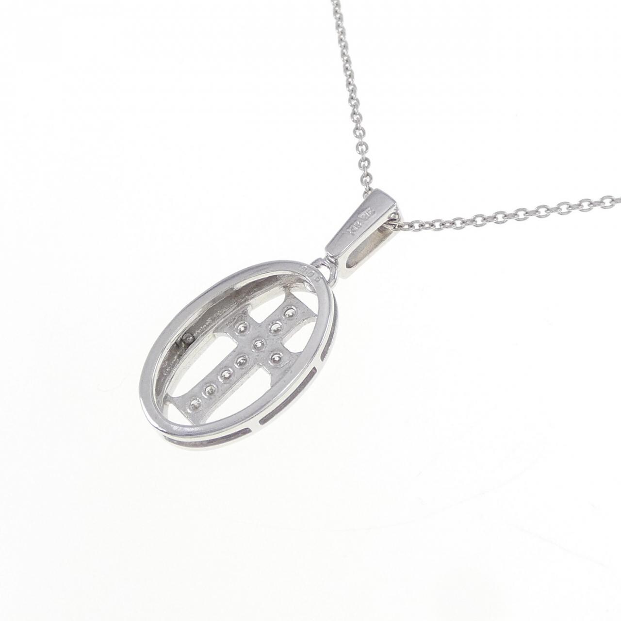 K18WG クロス ダイヤモンド ネックレス 0.06CT