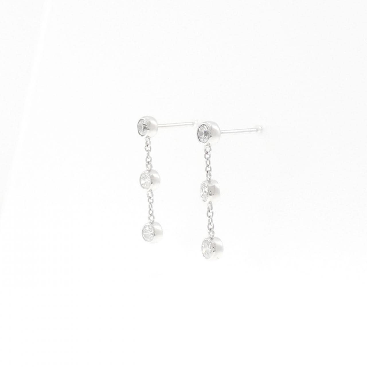 K18WG スリーストーン ダイヤモンド ピアス 0.34CT