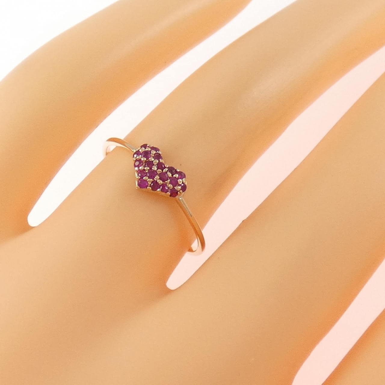 K10PG ハート ルビー リング