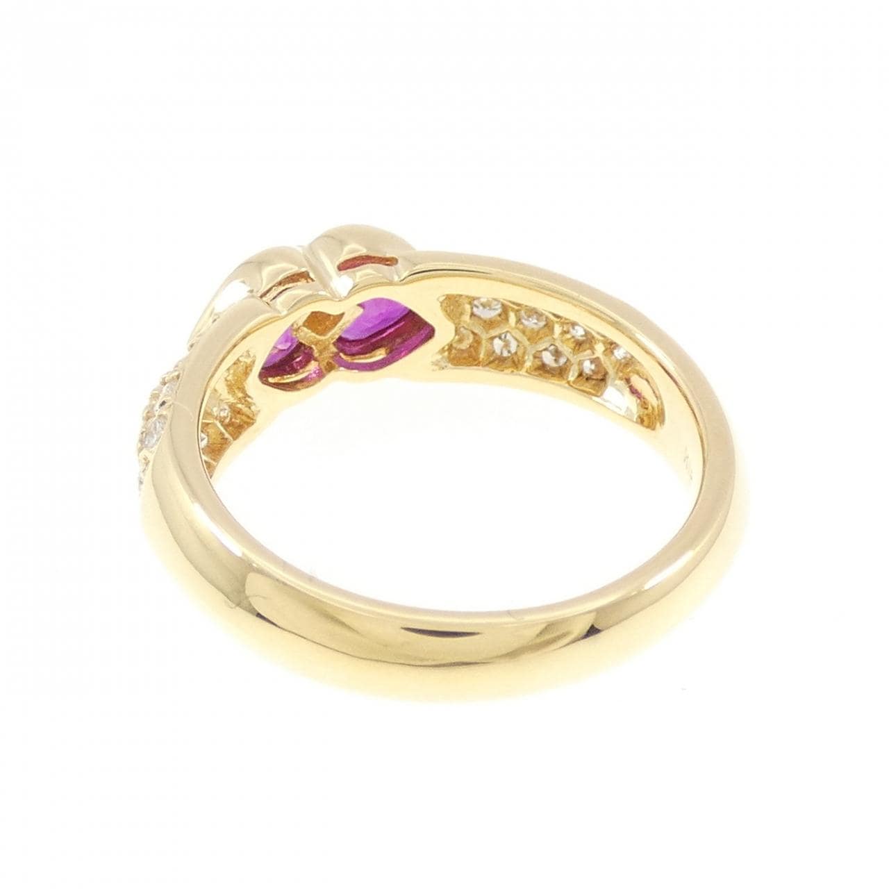 K18YG ハート ルビー リング 1.21CT