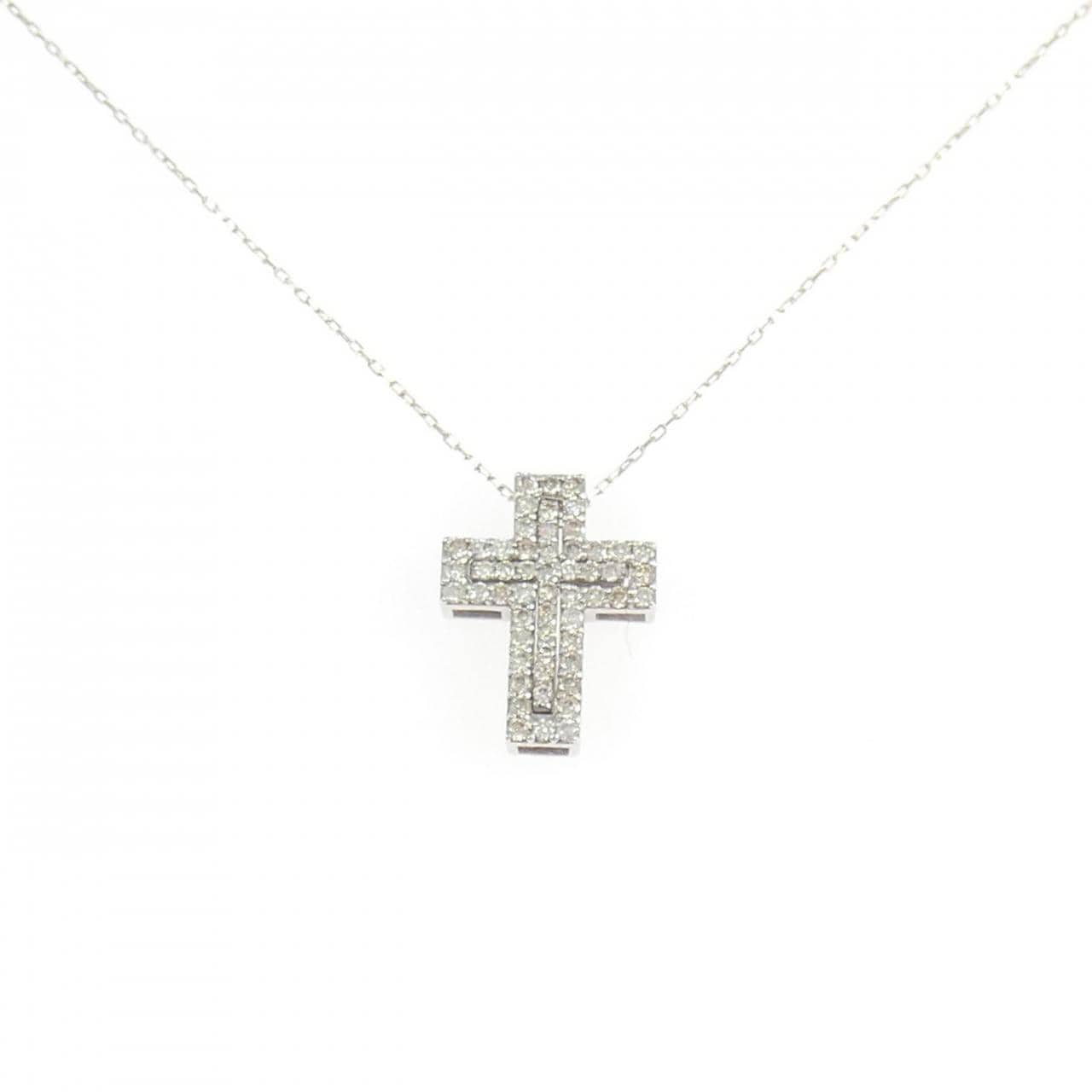 K18WG クロス ダイヤモンド ネックレス 0.30CT