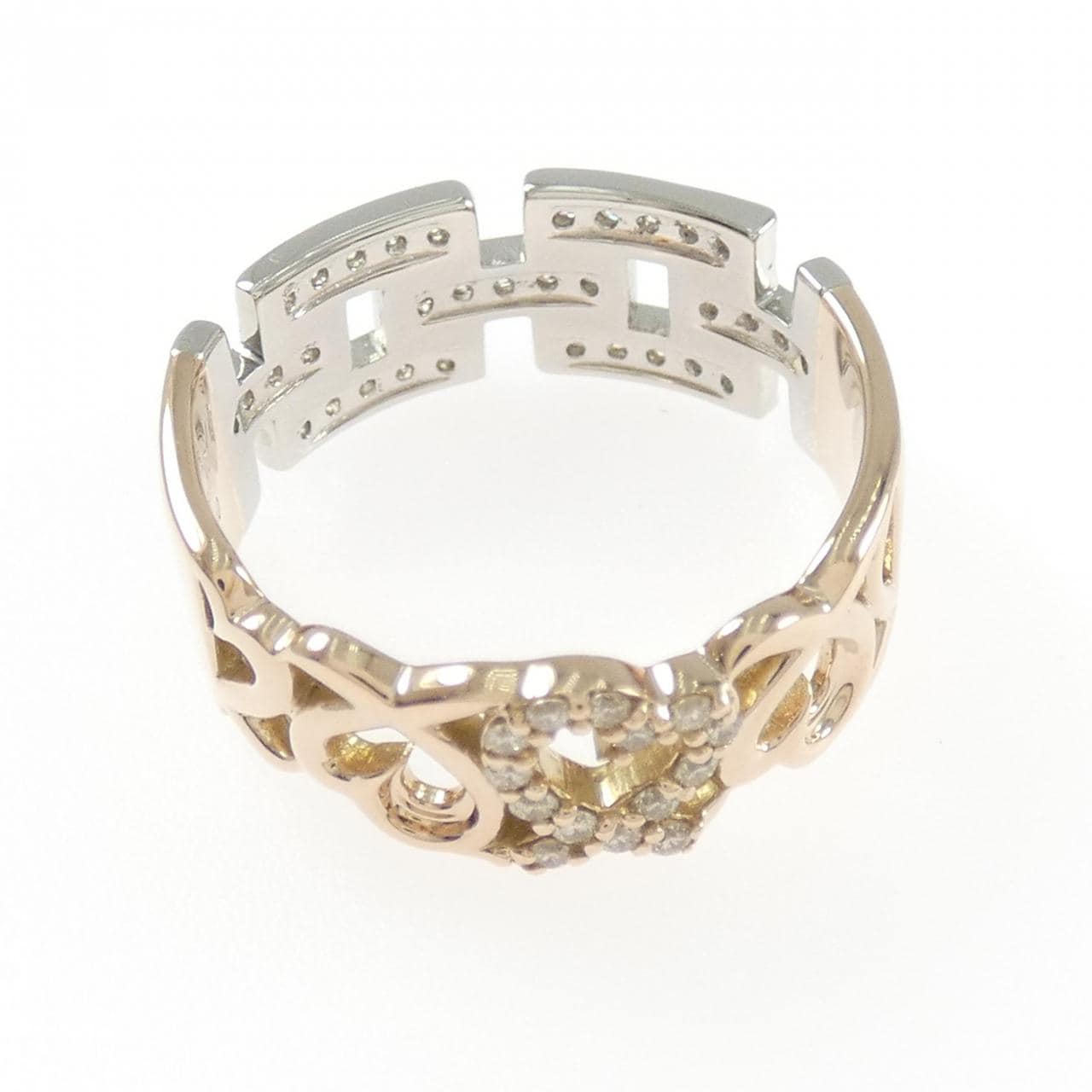 K18PG/PT900 ハート ダイヤモンド リング 0.32CT