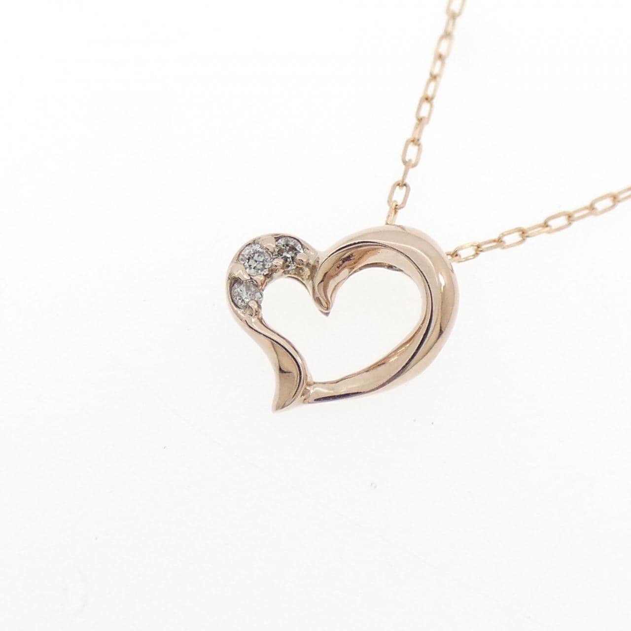 K10PG ハート ダイヤモンド ネックレス 0.02CT