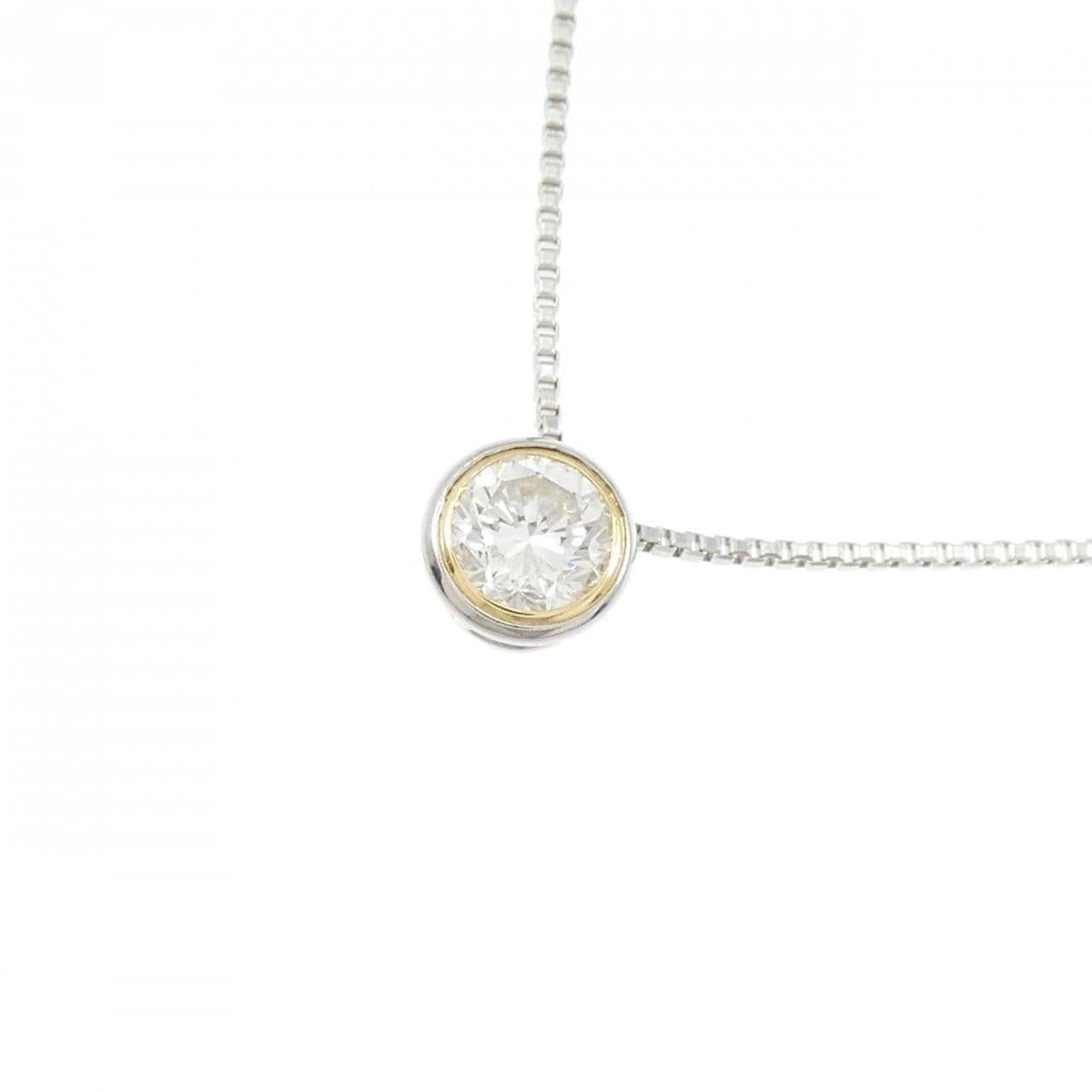 PT900/K18YG/PT850 ソリティア ダイヤモンド ネックレス 0.333CT
