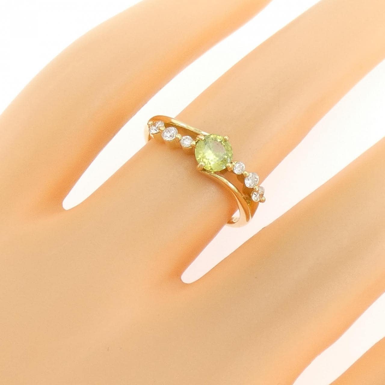 K18YG スフェーン リング 0.39CT