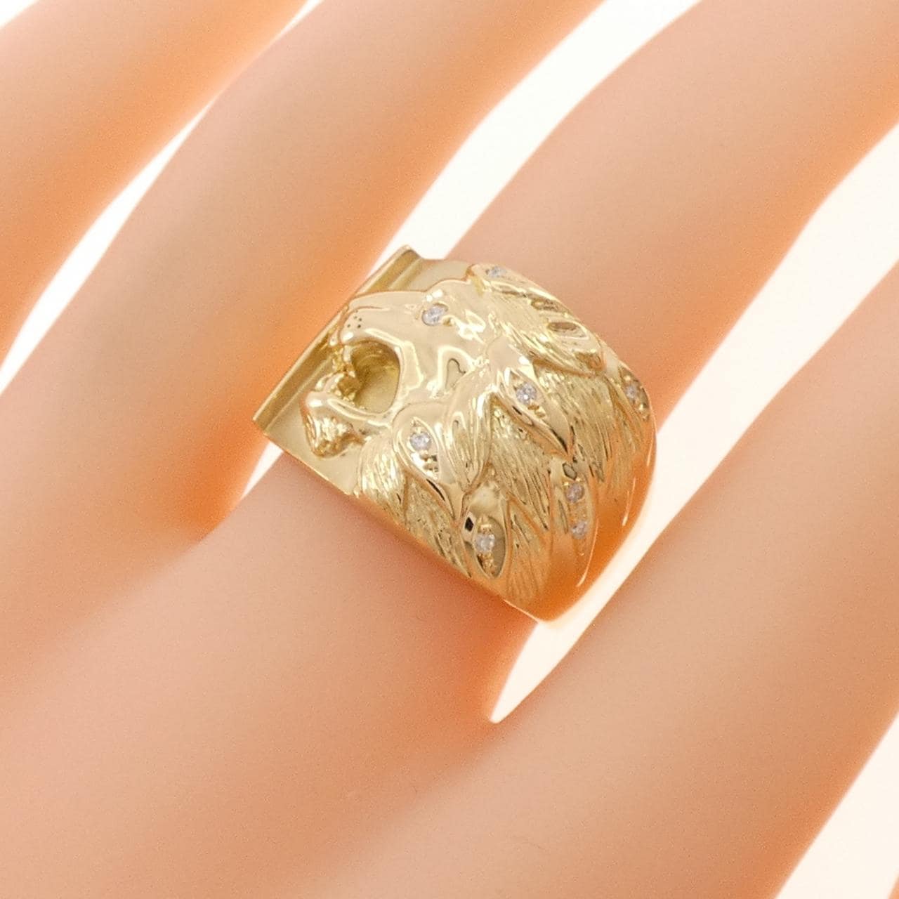 K18YG ライオン ダイヤモンド リング 0.05CT
