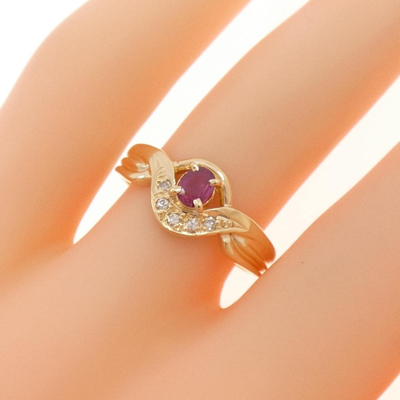 K18YG ルビー リング 0.22CT