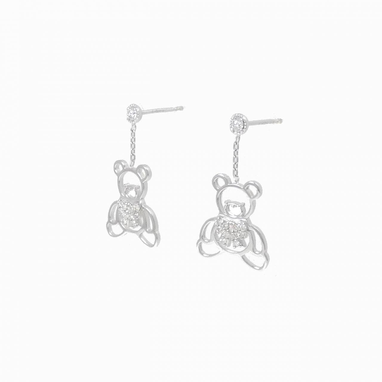 K18WG Bare Diamond Earrings 0.20CT