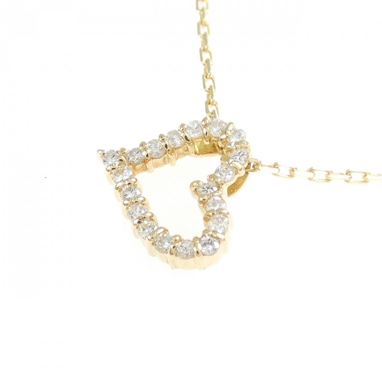 K18YG 心形鑽石項鍊