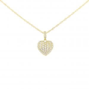 K18YG ハート パヴェ ダイヤモンド ネックレス 0.53CT