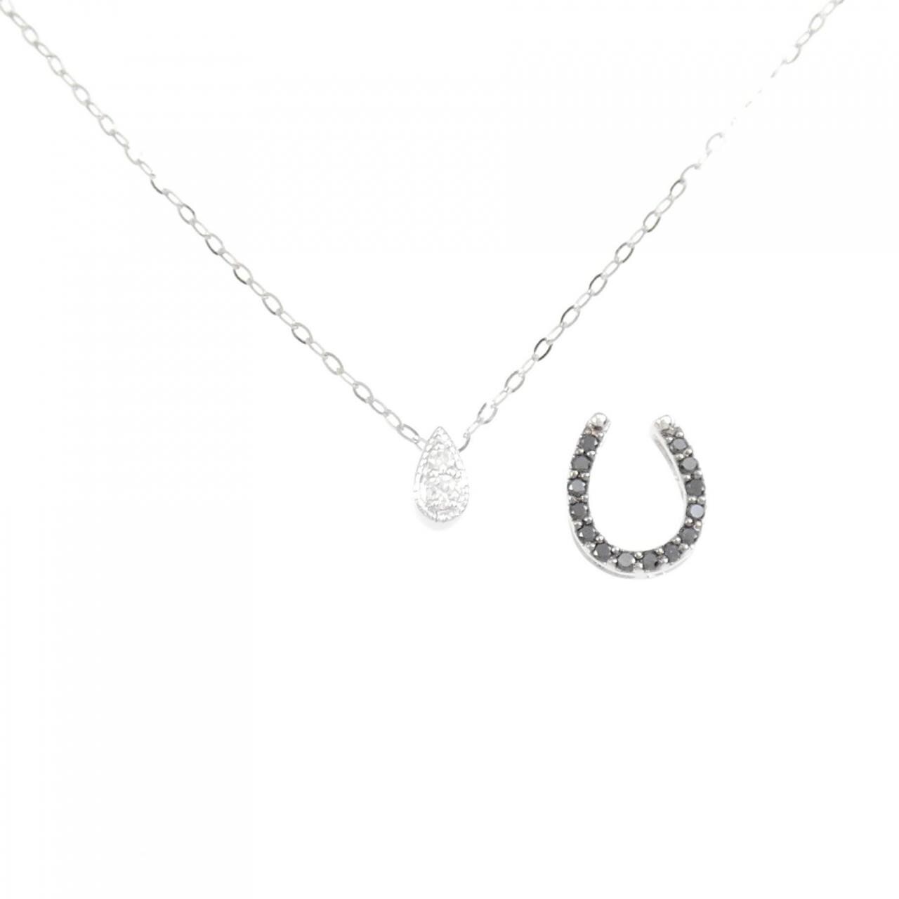 K18WG/K18BG 2WAY Horseshoe Diamond Necklace 0.05CT