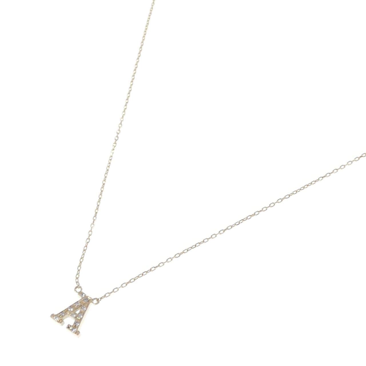 K10YG 字母 A钻石项链 0.05克拉