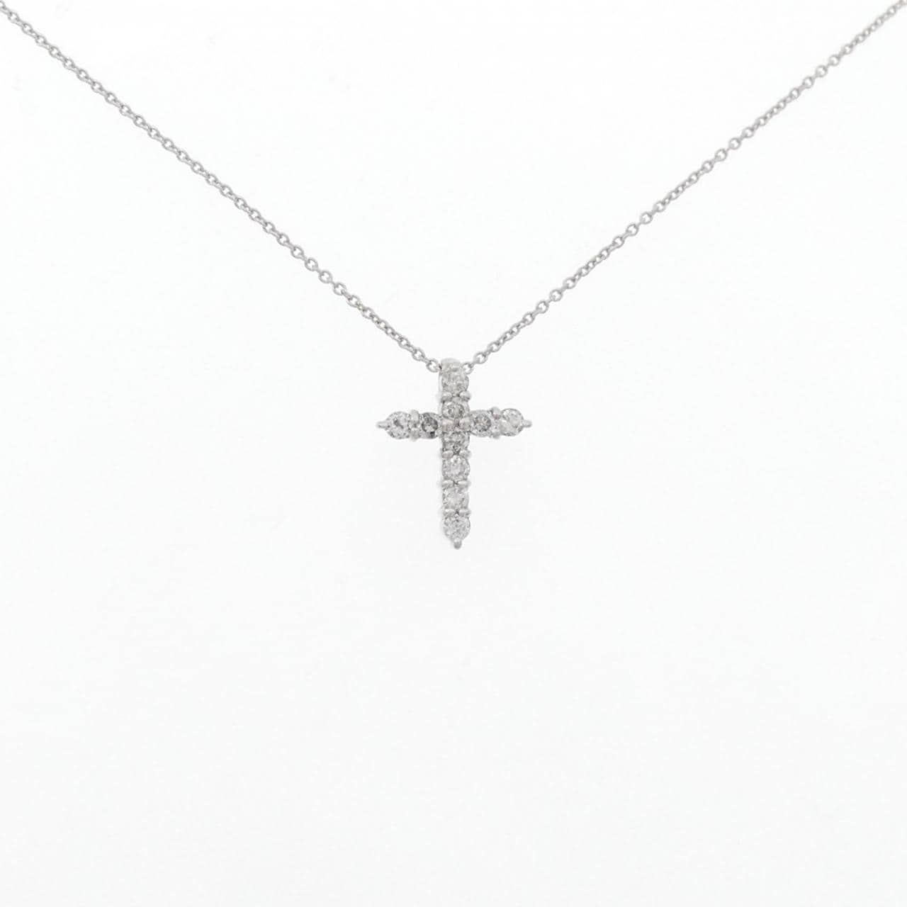 PT/K18WG Cross Diamond Necklace 0.30CT