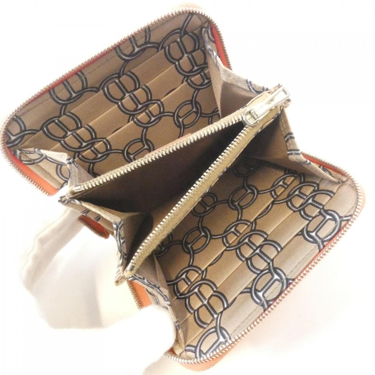 エルメス GRAND FIL D'ARGENT シルク イン コンパクト 066393CK 財布