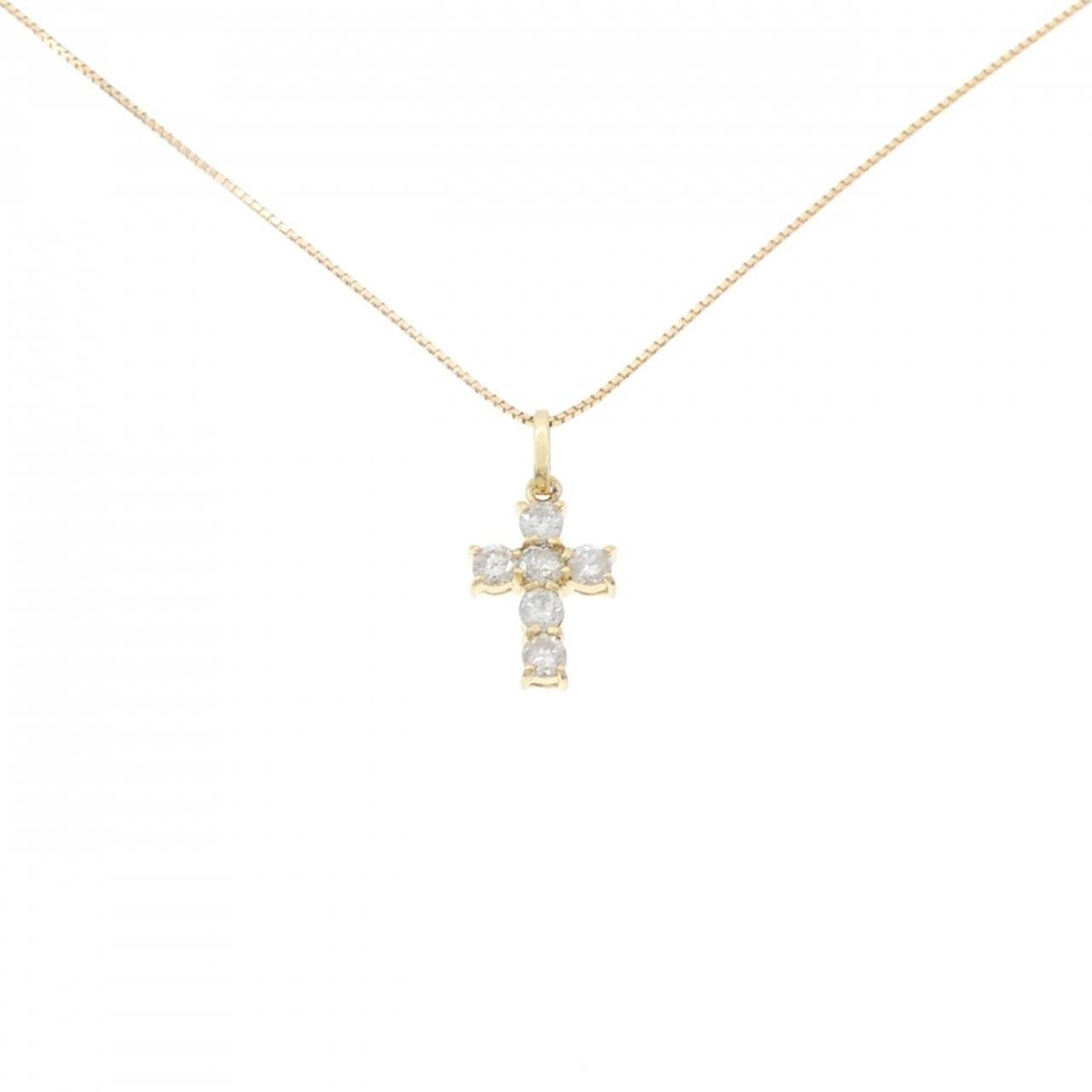 K18YG クロス ダイヤモンド ネックレス 0.45CT