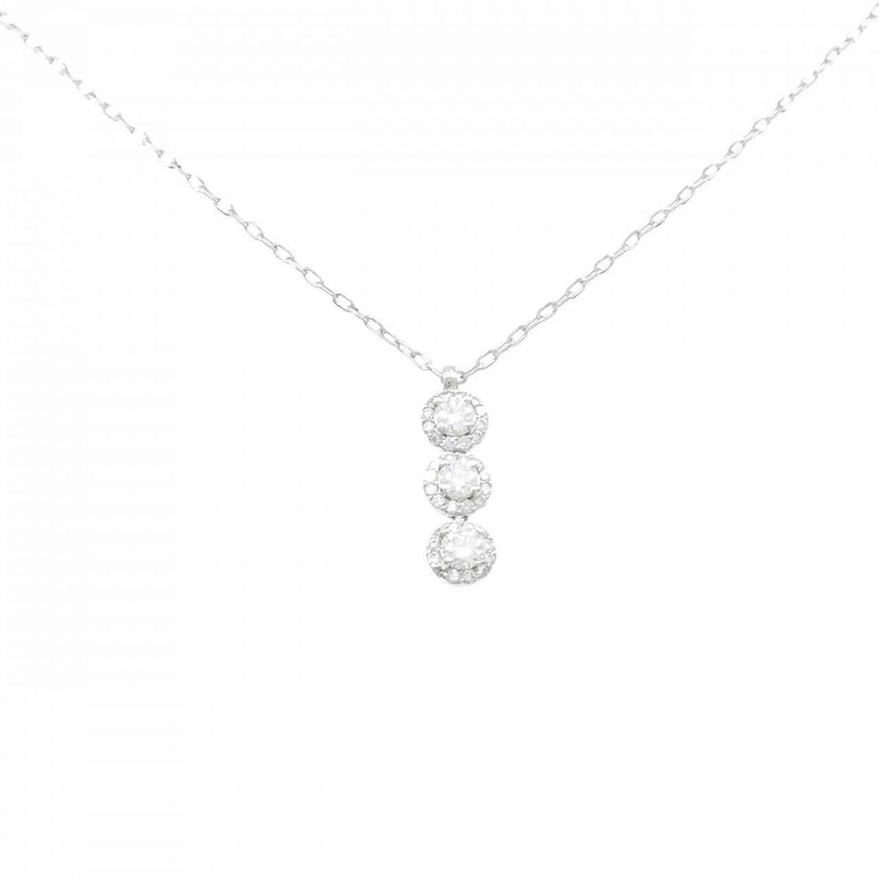 PT900/PT850 スリーストーン ダイヤモンド ネックレス 0.585CT