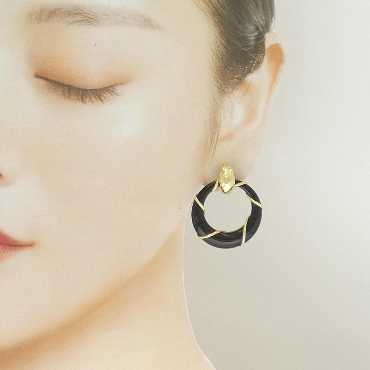 K18YG オニキス イヤリング