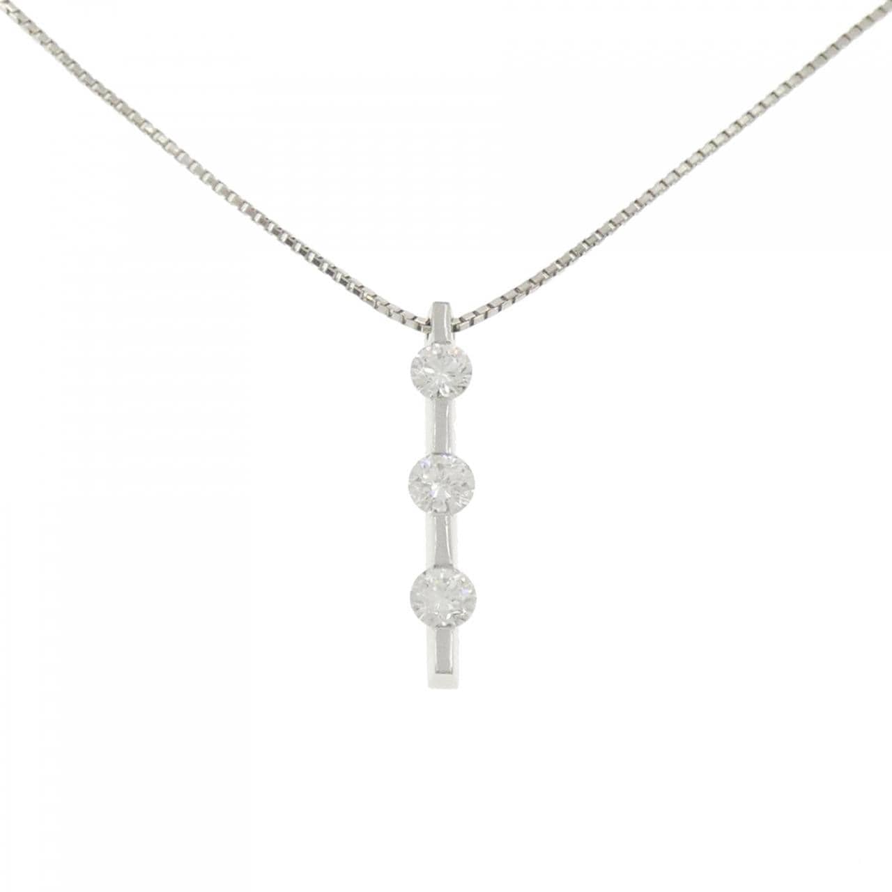 PT900/PT850 スリーストーン ダイヤモンド ネックレス 1.587CT