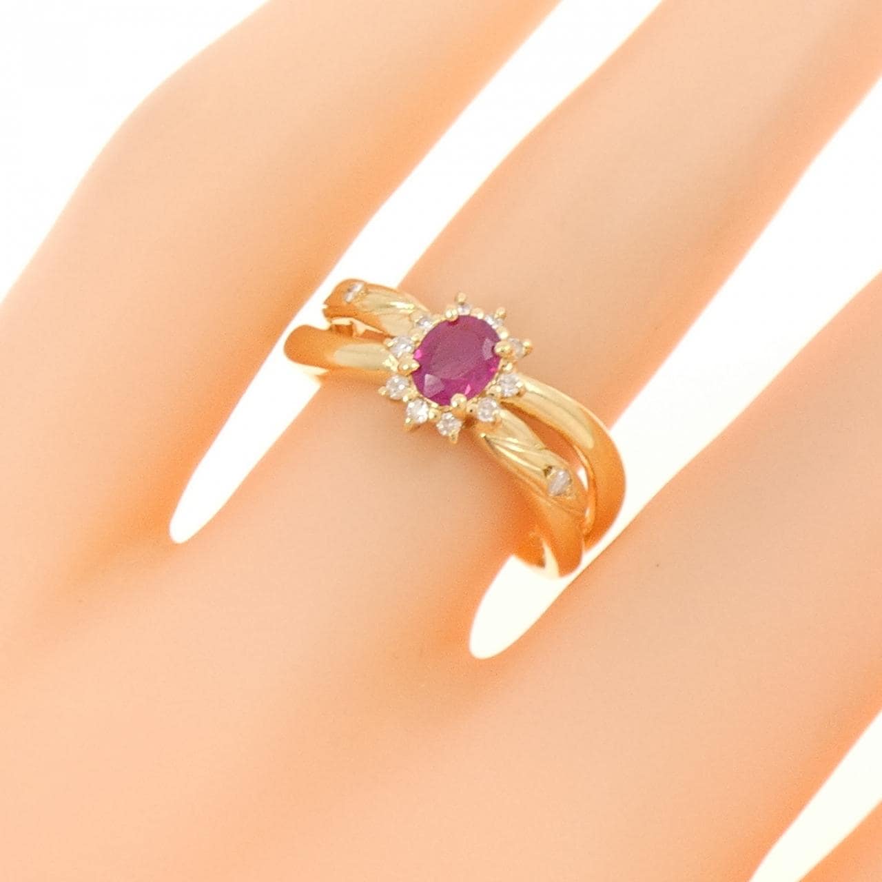 K18YG ルビー リング 0.33CT