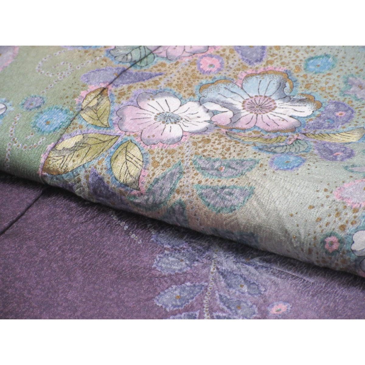 【未使用品】友禅金边和渐变染色和服，宽L码