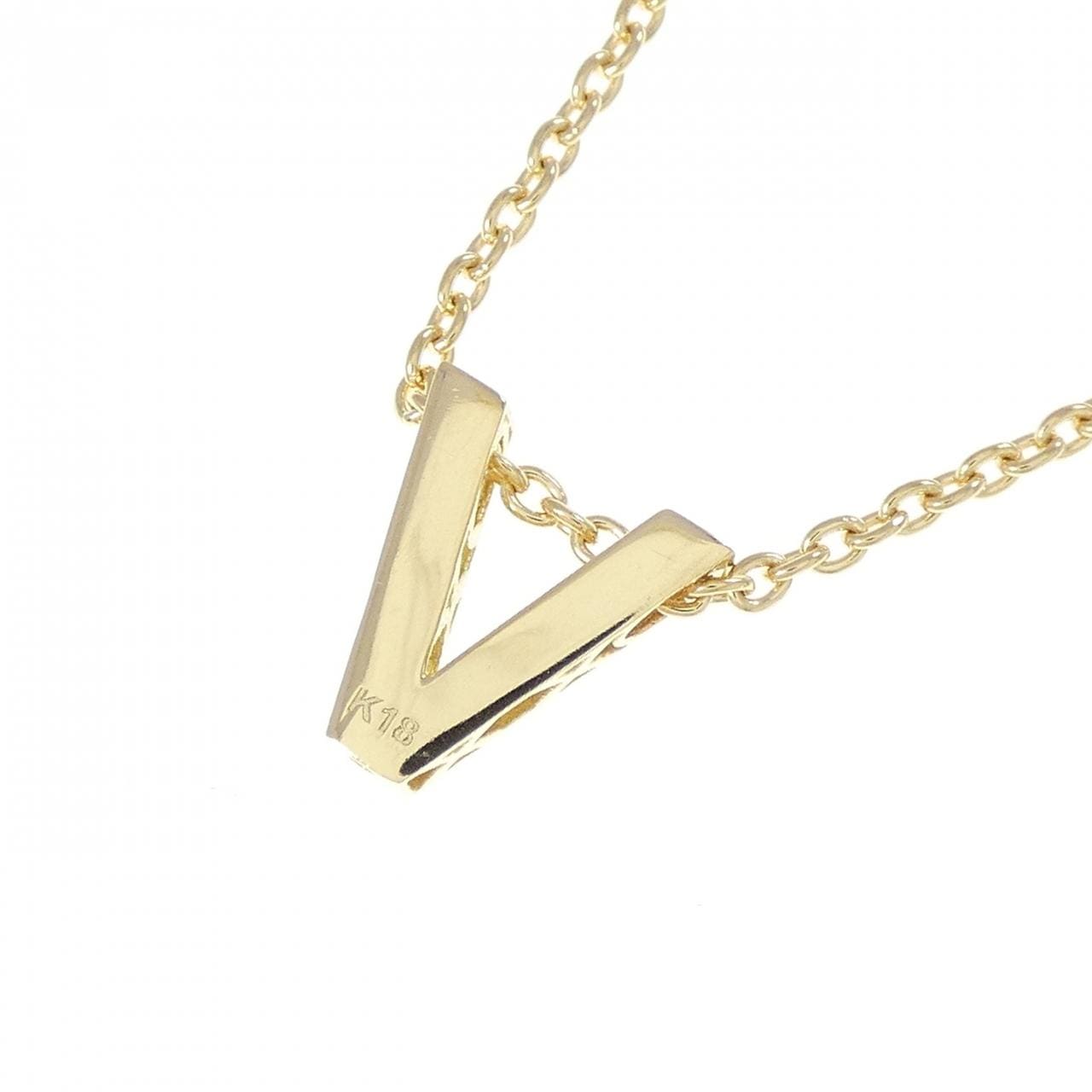 K18YG イニシャルV ネックレス