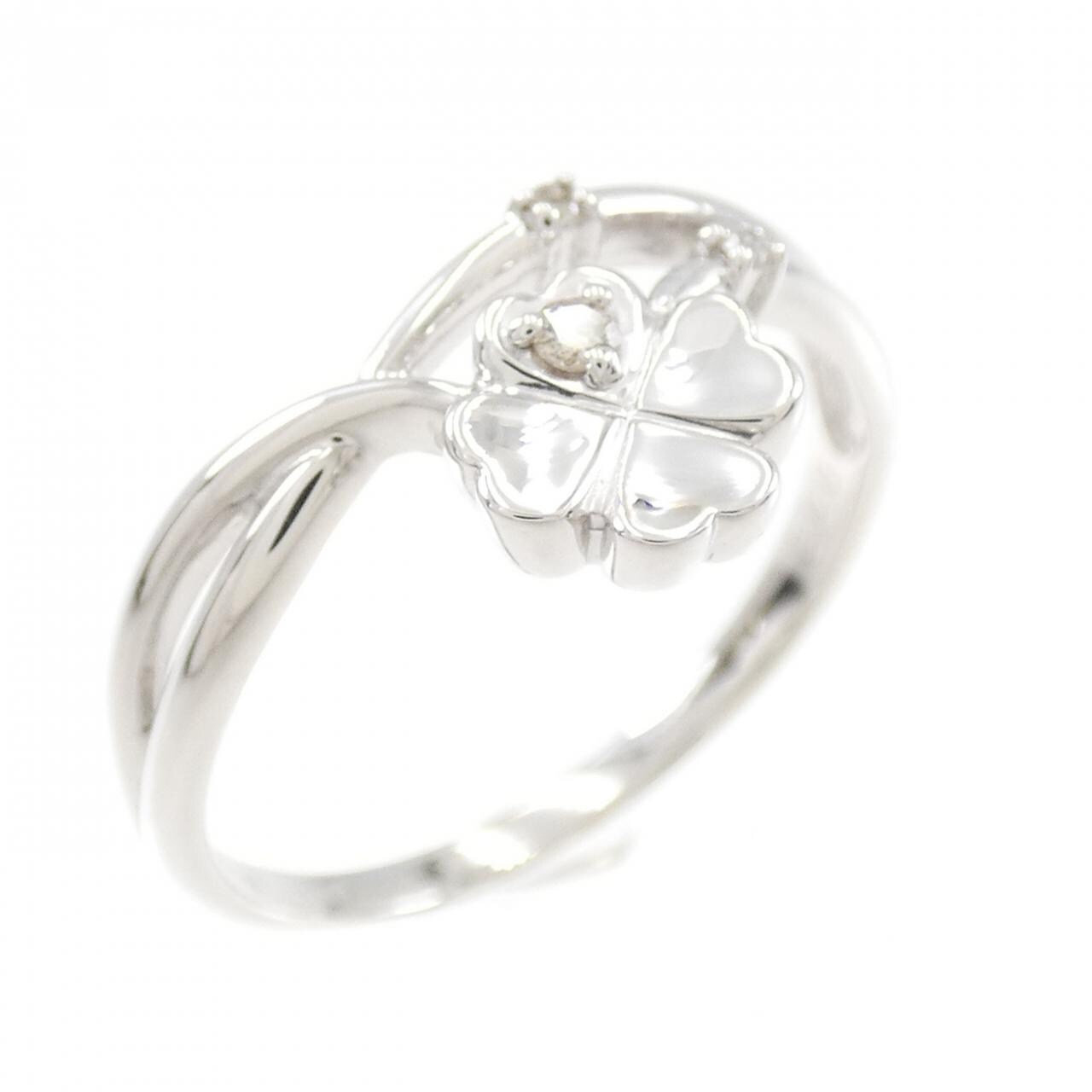 K18WG クローバー ダイヤモンド リング 0.03CT
