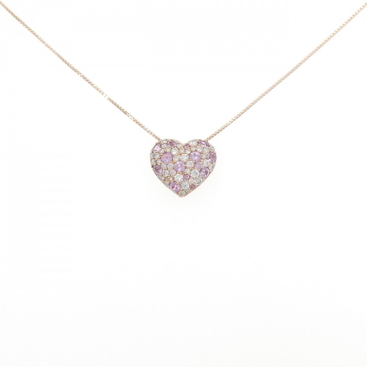 K18PG ハート サファイヤ ネックレス 0.68CT