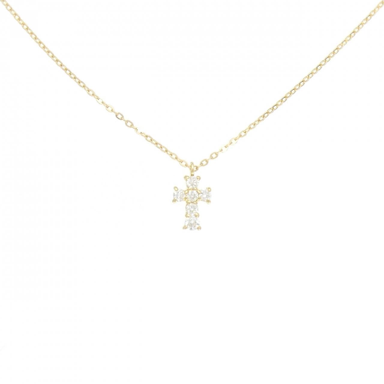 K18YG クロス ダイヤモンド ネックレス 0.12CT