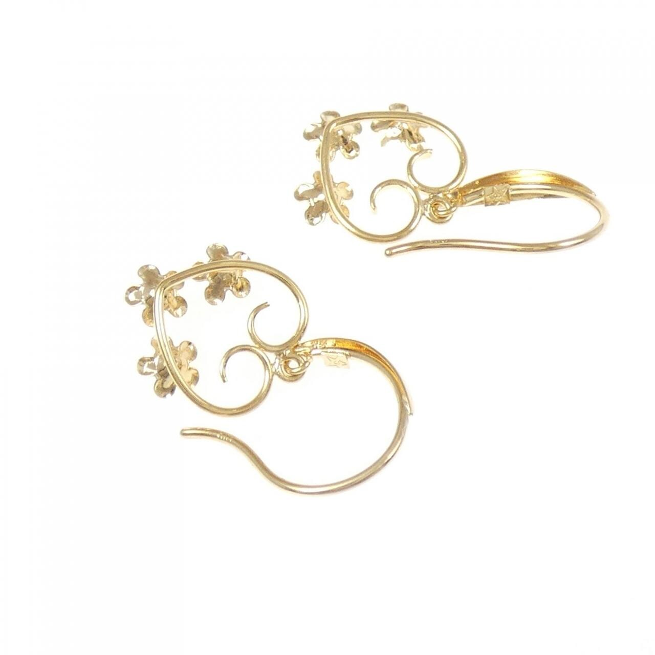 K18YG ハート×フラワー ピアス