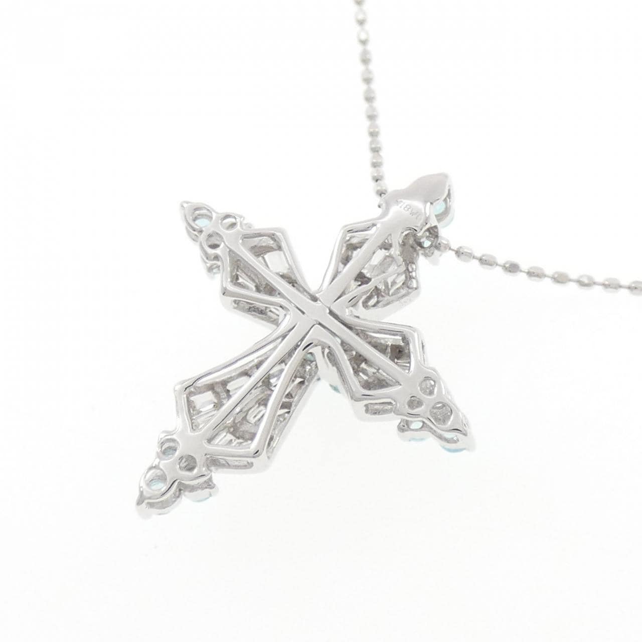 K18WG クロス トルマリン ネックレス