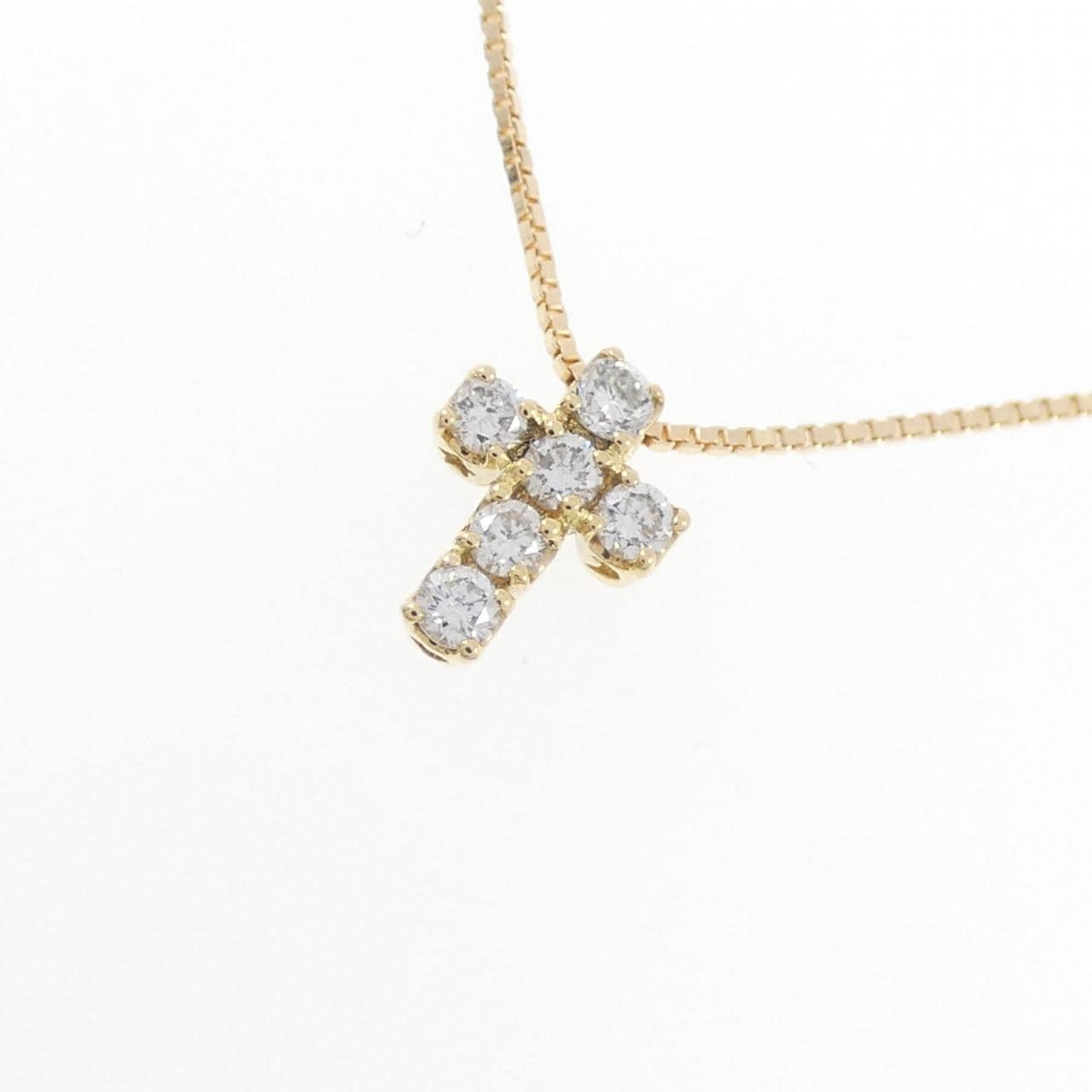 K18YG Cross Diamond Necklace 0.13CT