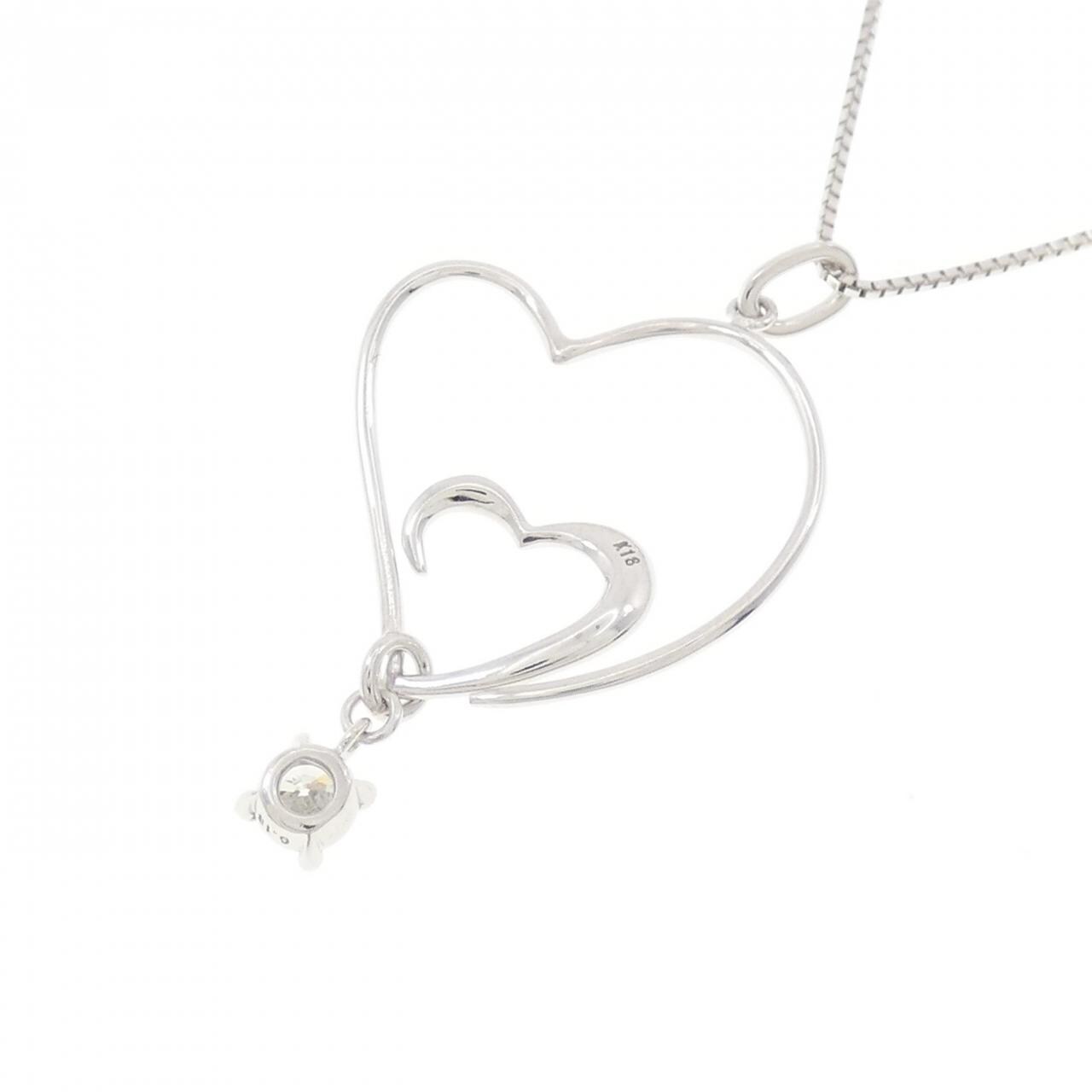 K18WG ハート ダイヤモンド ネックレス 0.18CT
