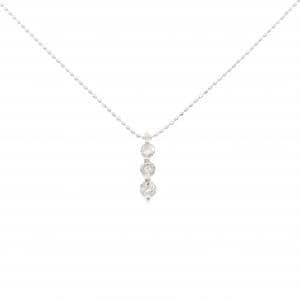 K18WG スリーストーン ダイヤモンド ネックレス 0.30CT