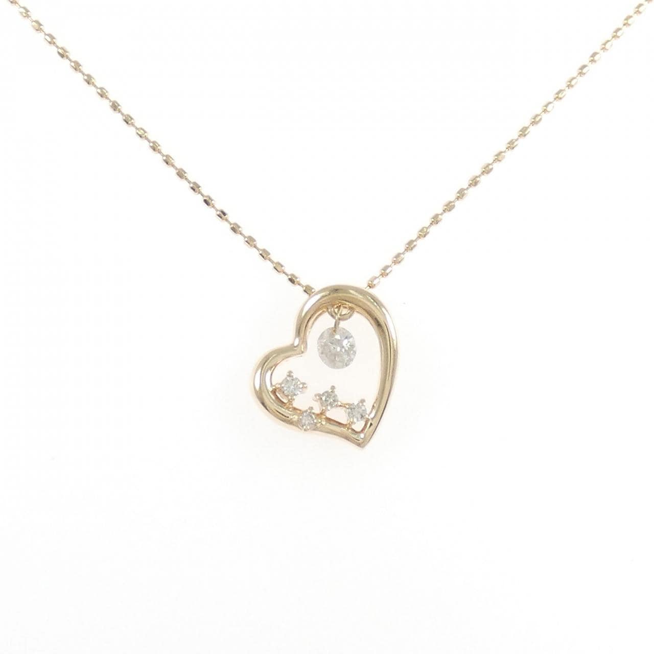 K10PG ハート ダイヤモンド ネックレス 0.14CT
