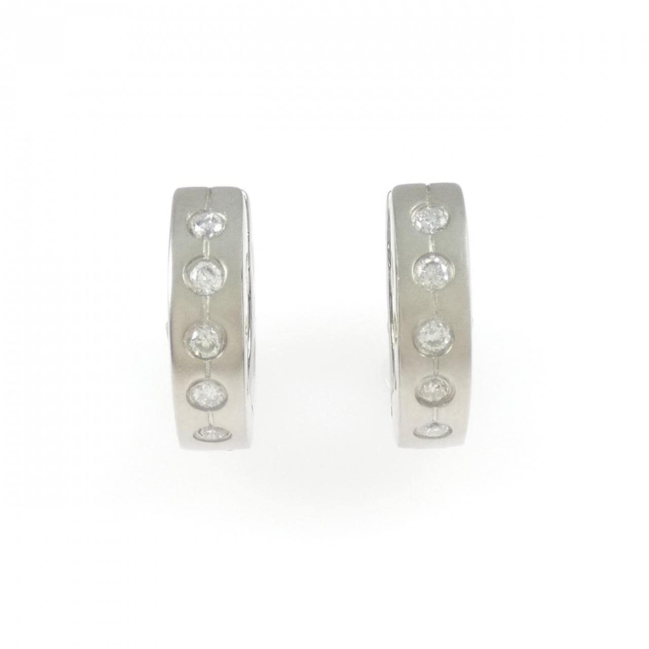 K18WG ダイヤモンド フープ ピアス