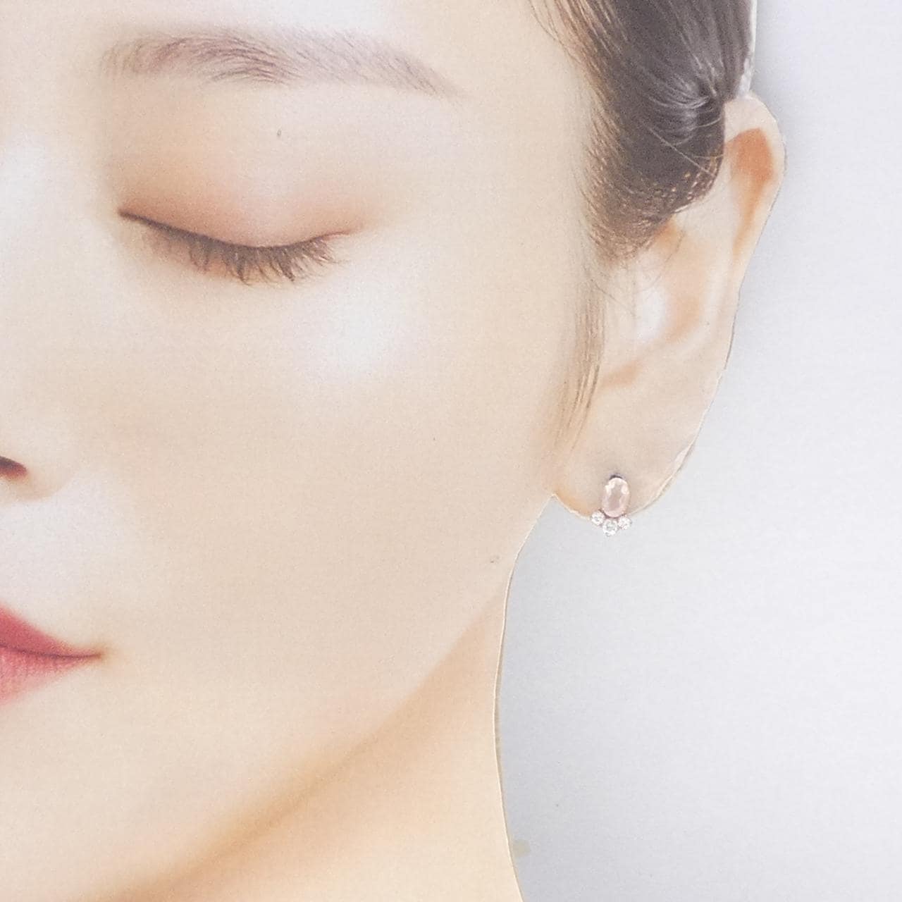 K18PG ローズクオーツ ピアス