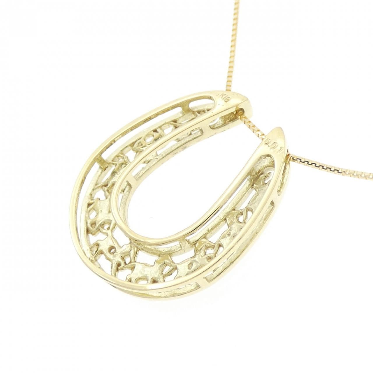 【新品】K18YG ホースシュー ダイヤモンド ネックレス 0.01CT