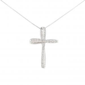 K18WG クロス ダイヤモンド ネックレス 0.16CT