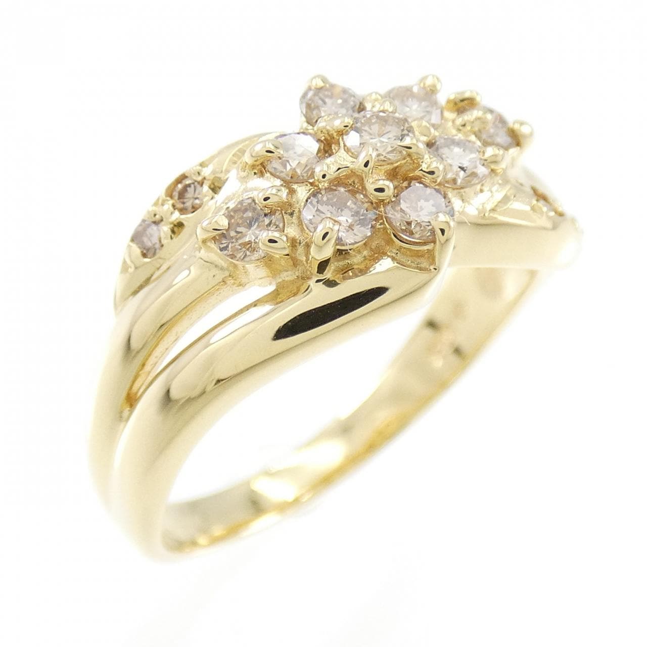 K18YG フラワー ダイヤモンド リング 0.41CT