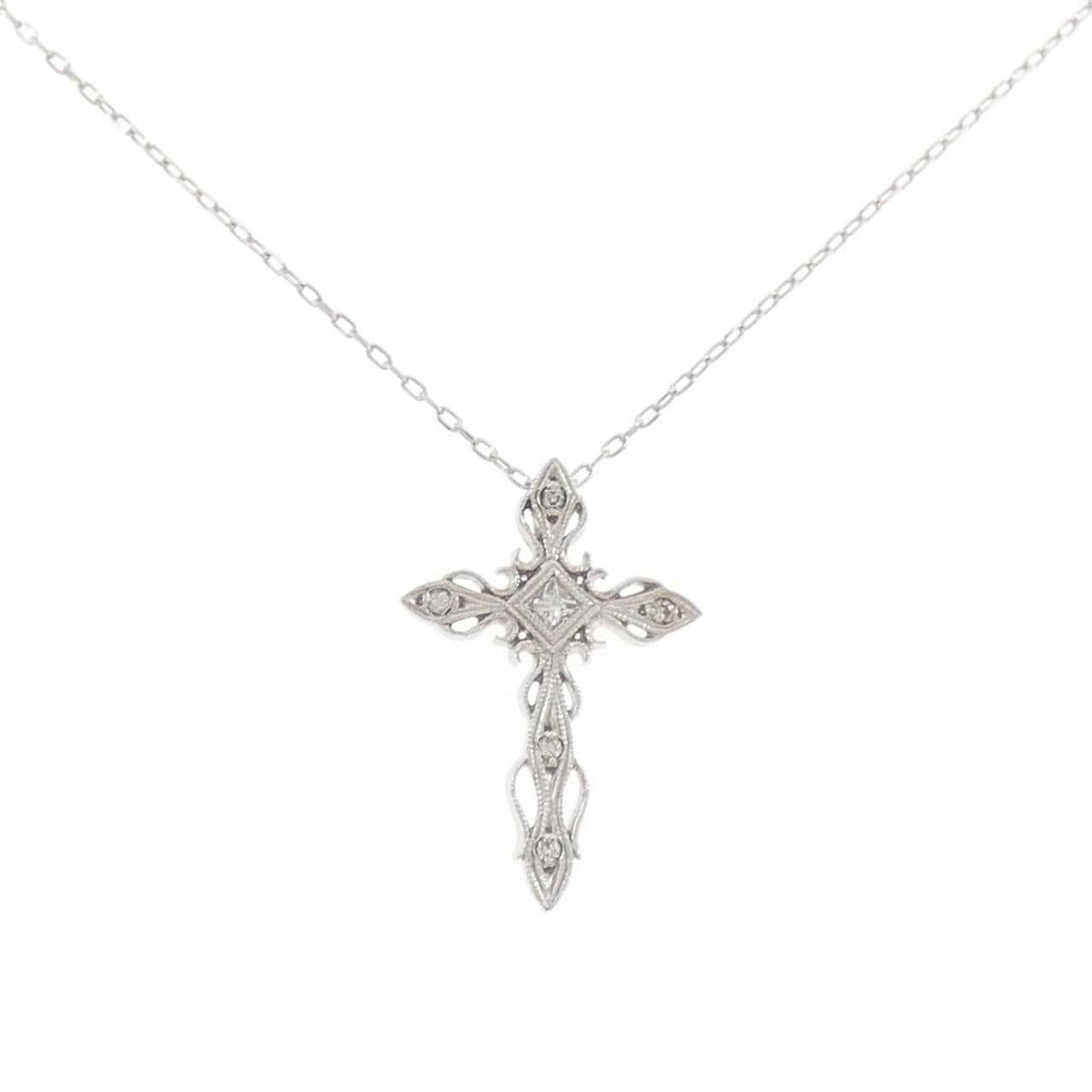 PT900/PT850 クロス ダイヤモンド ネックレス 0.15CT