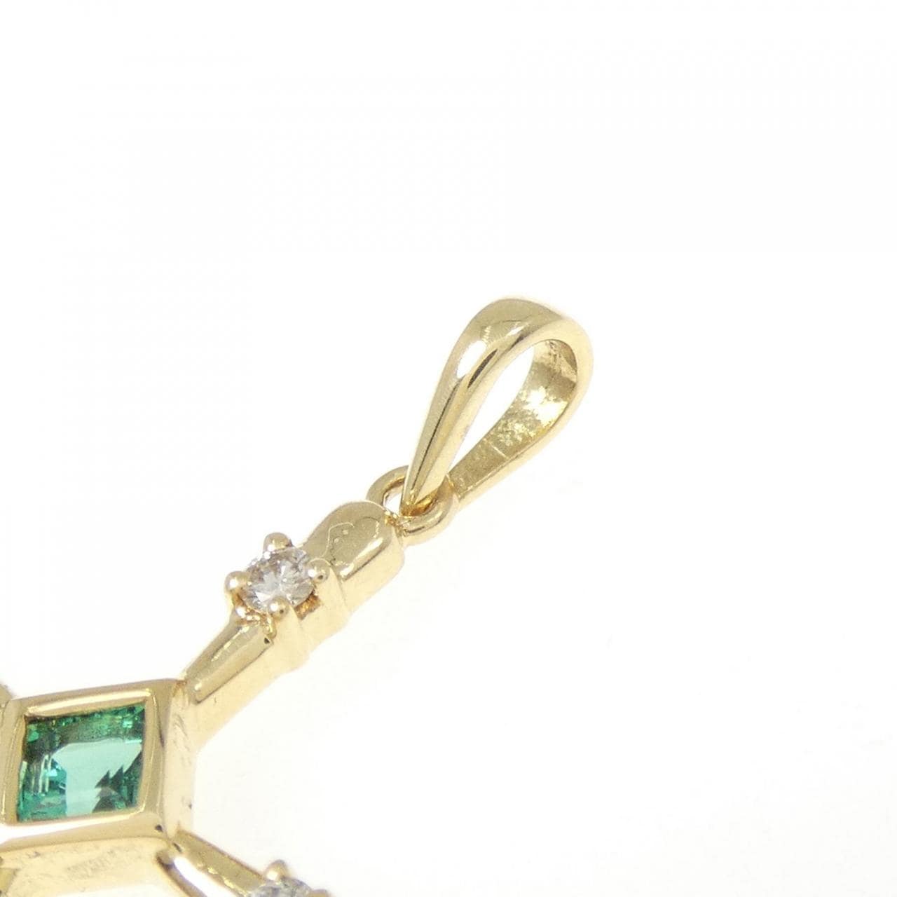 K18YG クロス エメラルド ペンダント 0.13CT