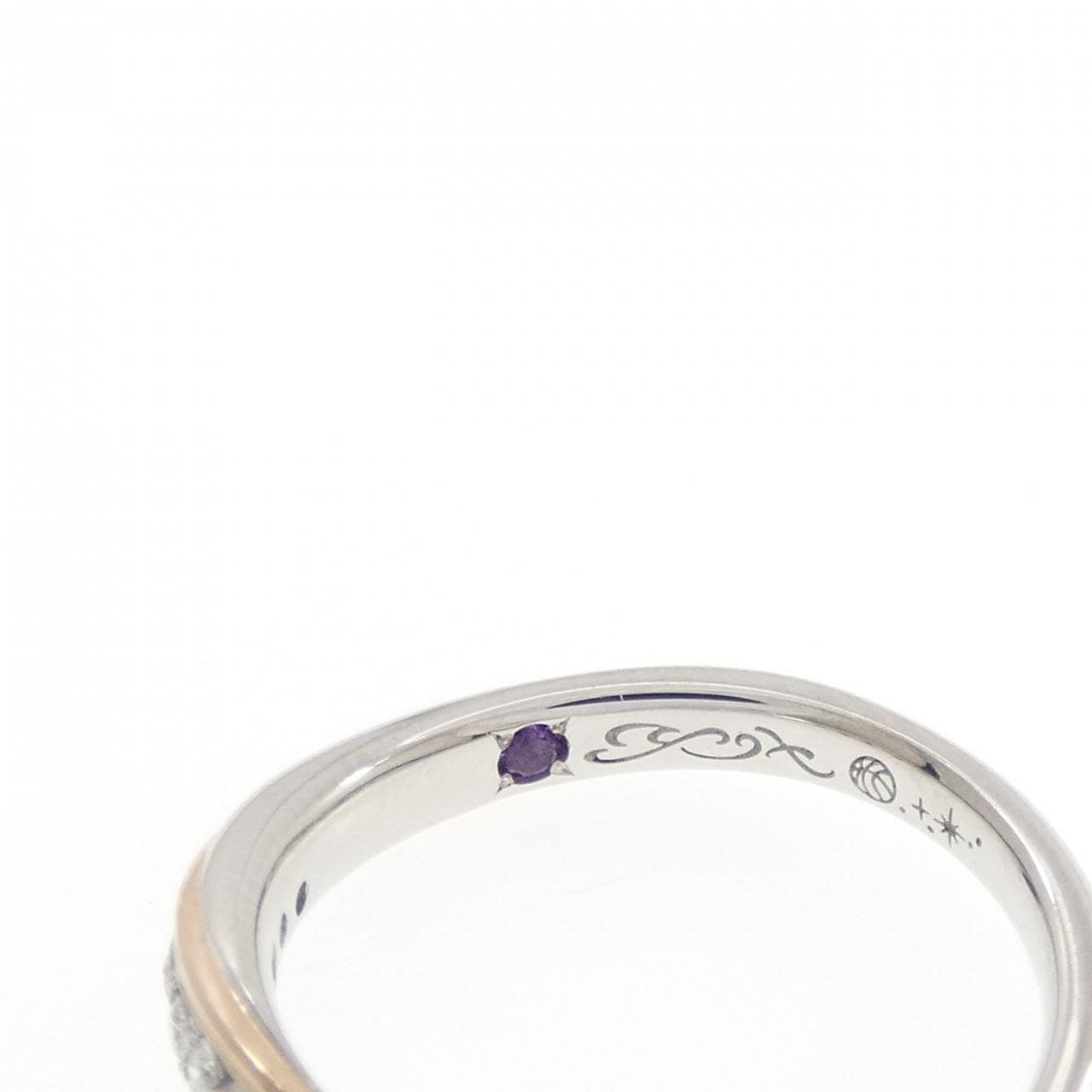 PT950/K18PG ダイヤモンド ピンキーリング 0.038CT