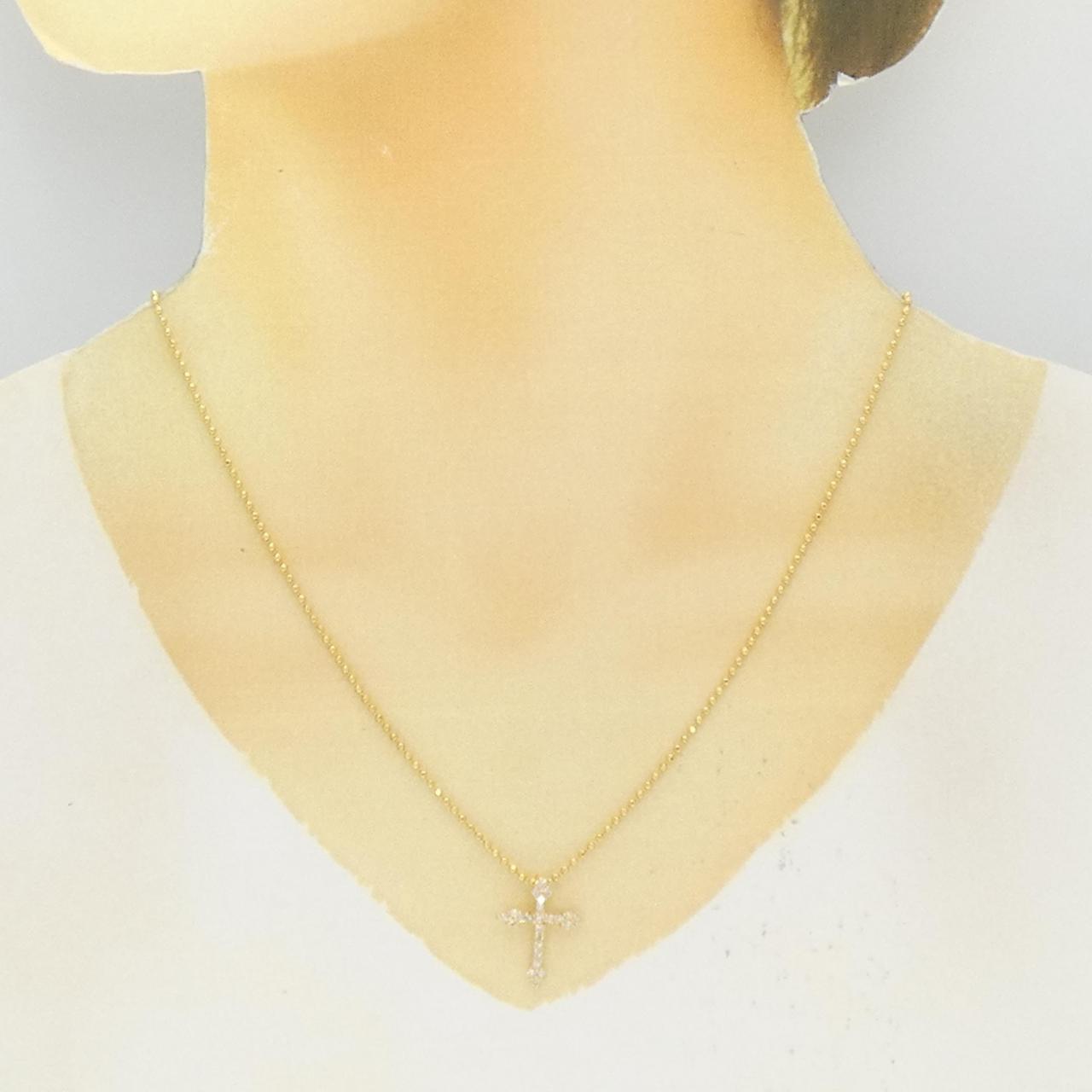 K18YG クロス ダイヤモンド ネックレス 0.30CT