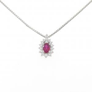 PT900/PT850 ルビー ネックレス 0.86CT