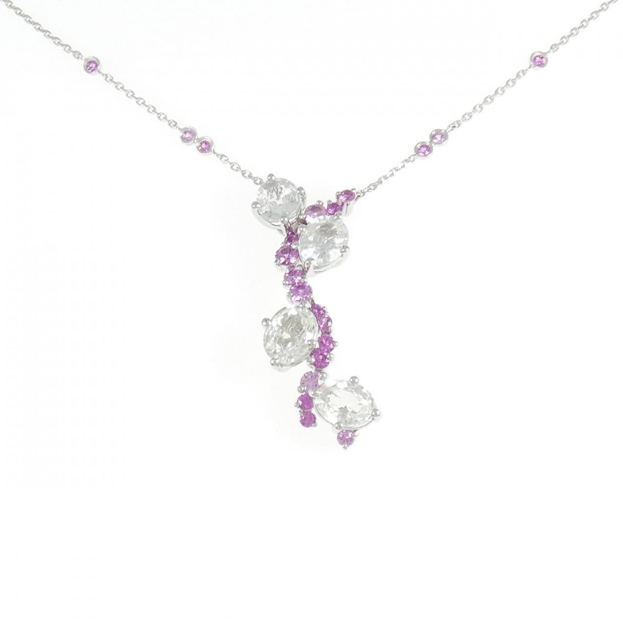 PT900/PT850 ホワイトサファイヤ ネックレス 5.20CT