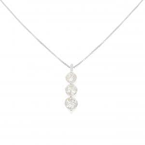 K18WG スリーストーン ダイヤモンド ネックレス 1.21CT
