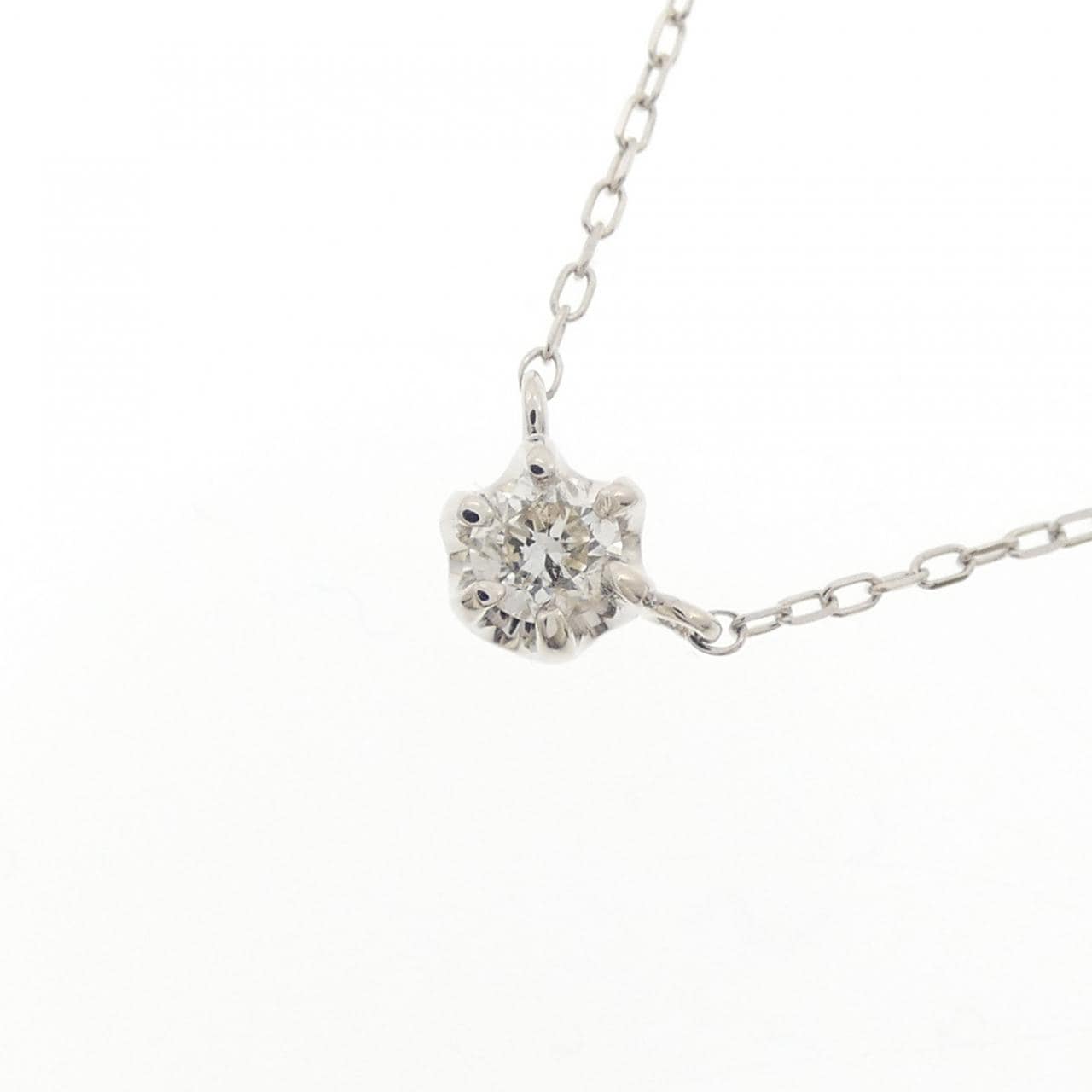 K10WG ソリティア ダイヤモンド ネックレス 0.08CT