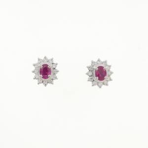 PT900 ルビー ピアス 0.970CT