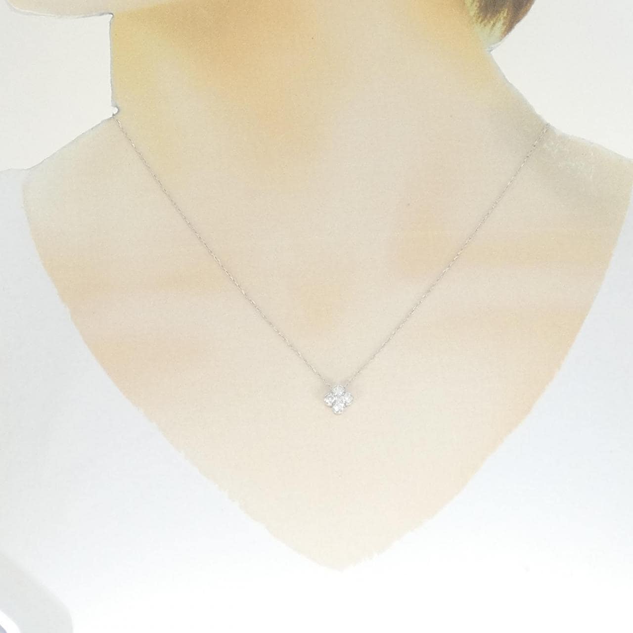 K18WG フラワー ダイヤモンド ネックレス 0.25CT