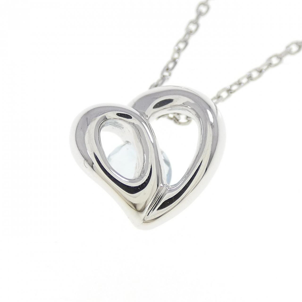 4゜C ハート アクアマリン ネックレス